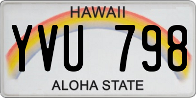 HI license plate YVU798
