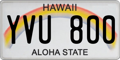 HI license plate YVU800