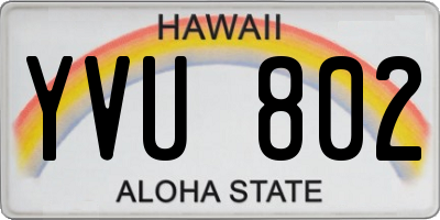 HI license plate YVU802