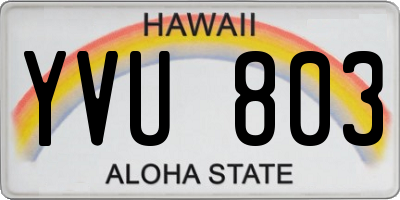 HI license plate YVU803