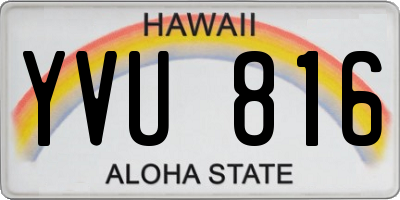 HI license plate YVU816