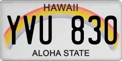 HI license plate YVU830