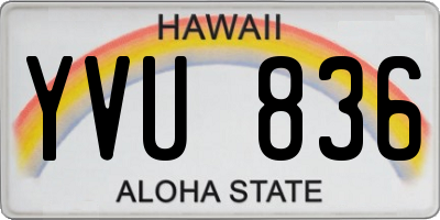 HI license plate YVU836