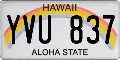 HI license plate YVU837