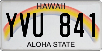 HI license plate YVU841