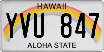 HI license plate YVU847