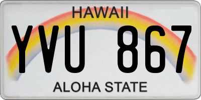 HI license plate YVU867