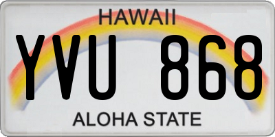 HI license plate YVU868