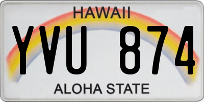 HI license plate YVU874