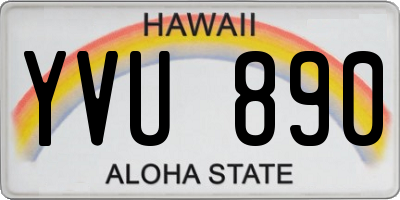HI license plate YVU890