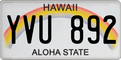 HI license plate YVU892