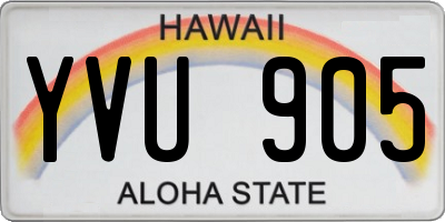 HI license plate YVU905