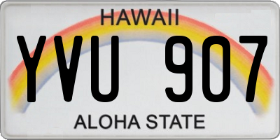 HI license plate YVU907