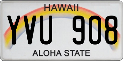 HI license plate YVU908