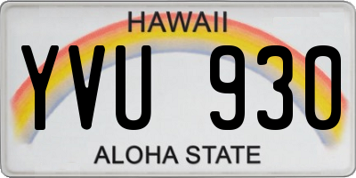 HI license plate YVU930