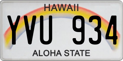 HI license plate YVU934