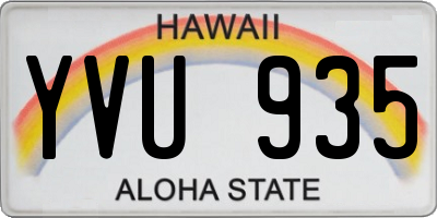 HI license plate YVU935