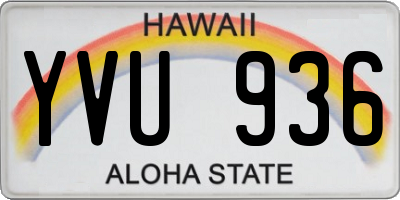 HI license plate YVU936