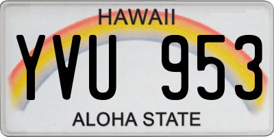 HI license plate YVU953