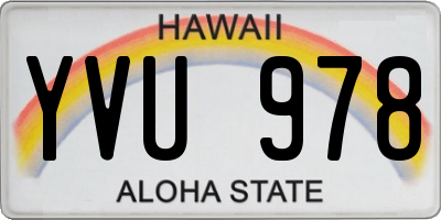 HI license plate YVU978