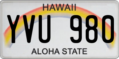 HI license plate YVU980
