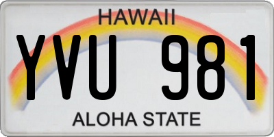 HI license plate YVU981