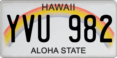 HI license plate YVU982