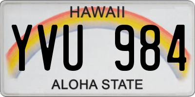 HI license plate YVU984
