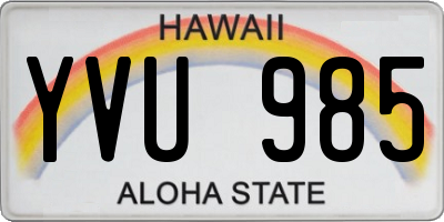 HI license plate YVU985