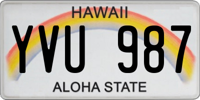HI license plate YVU987