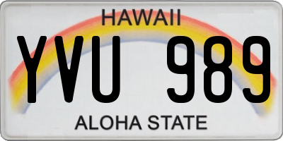 HI license plate YVU989