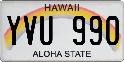 HI license plate YVU990