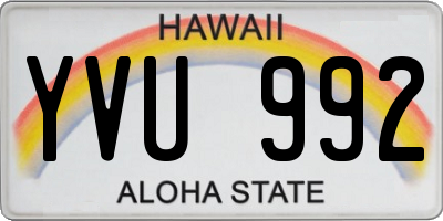 HI license plate YVU992