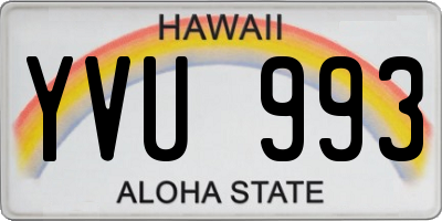 HI license plate YVU993