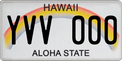 HI license plate YVV000