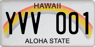HI license plate YVV001