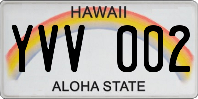 HI license plate YVV002
