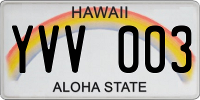 HI license plate YVV003