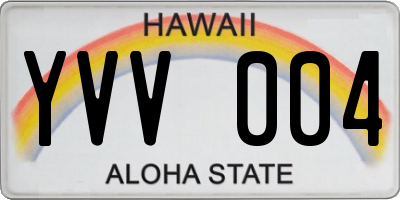 HI license plate YVV004
