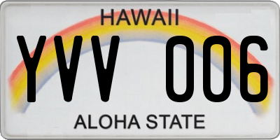 HI license plate YVV006