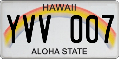 HI license plate YVV007