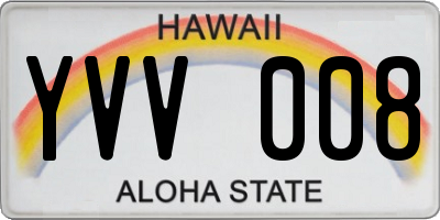 HI license plate YVV008