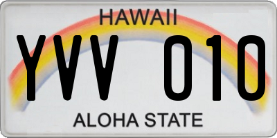 HI license plate YVV010
