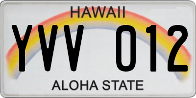 HI license plate YVV012