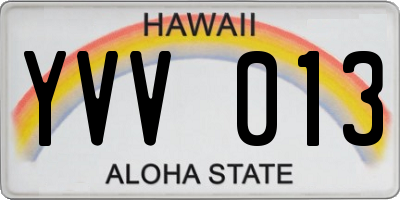 HI license plate YVV013