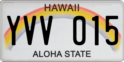 HI license plate YVV015