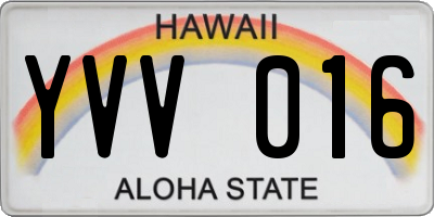 HI license plate YVV016