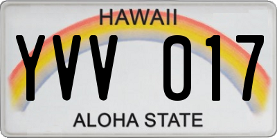 HI license plate YVV017