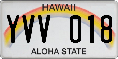 HI license plate YVV018