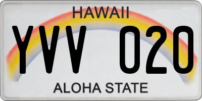 HI license plate YVV020